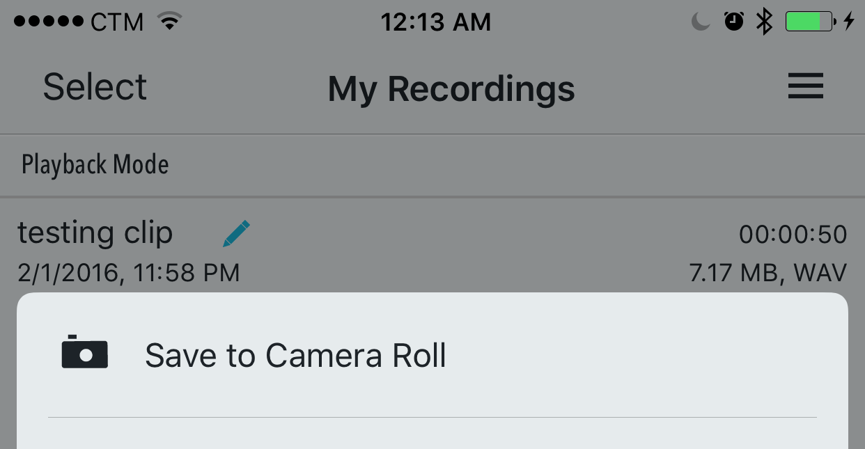 Export the voice over into movie in Camera Roll